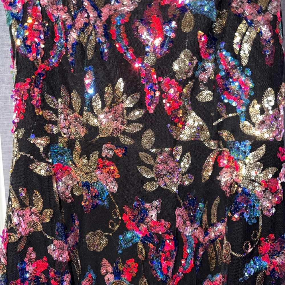 Dress The Population Womens Uma Sweetheart Bodice Fit And Flare Maxi, Gold Multi - Picture 3 of 7
